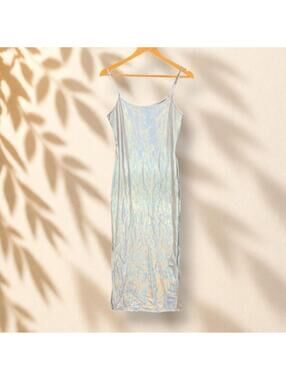 Forever Rose Dress Women M Medium Gray Maxi Long Sleeveless Round Neck Casual